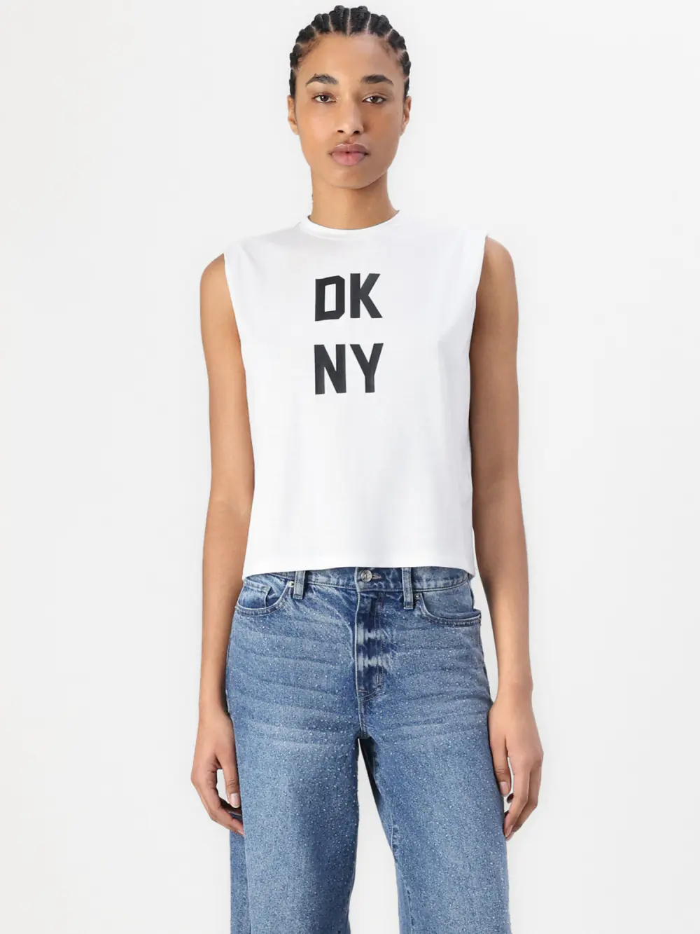 SLEEVELESS TISSUE KNIT LOGO TOP - Image 4