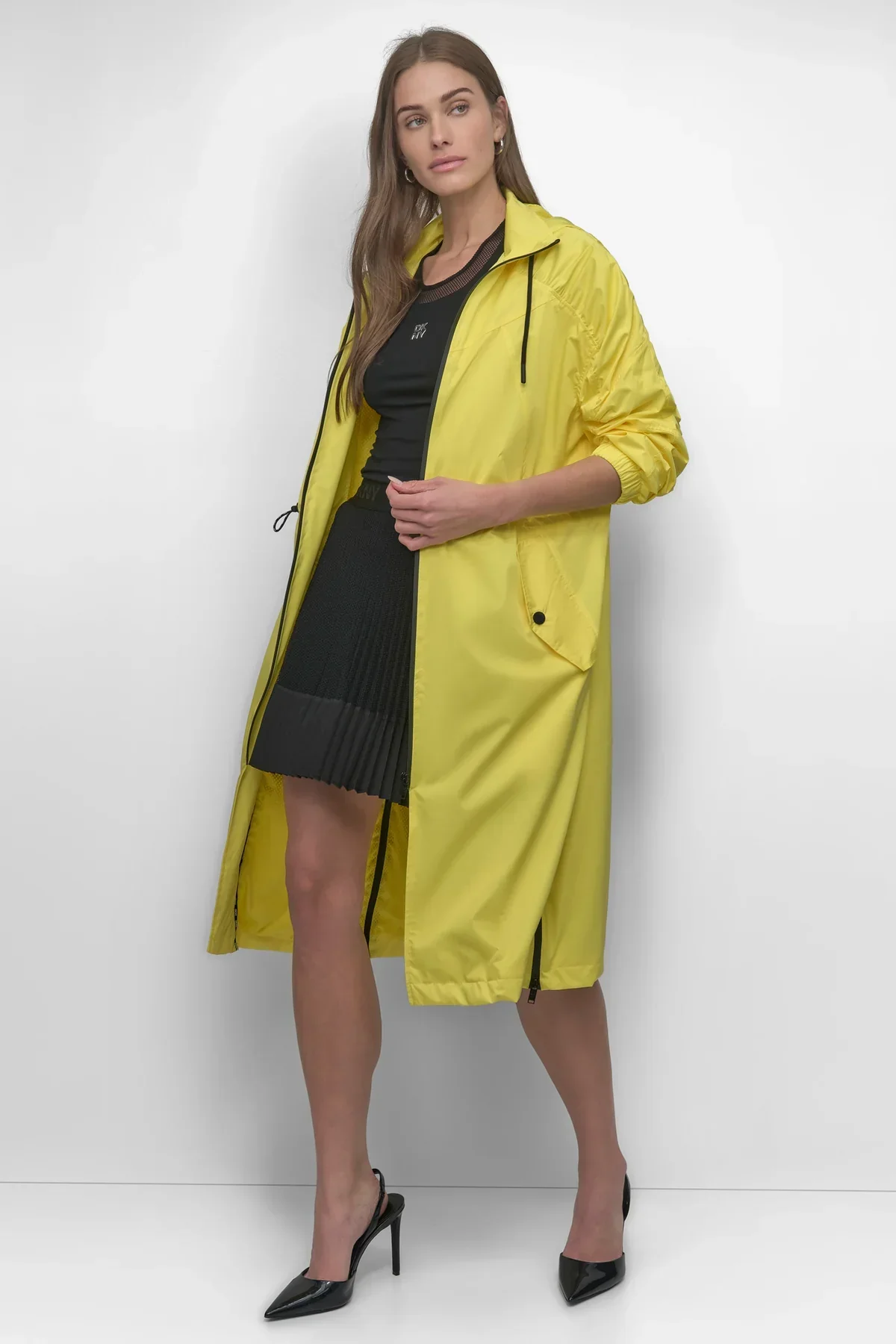LONG SLEEVE COATED SATIN COAT - Image 3