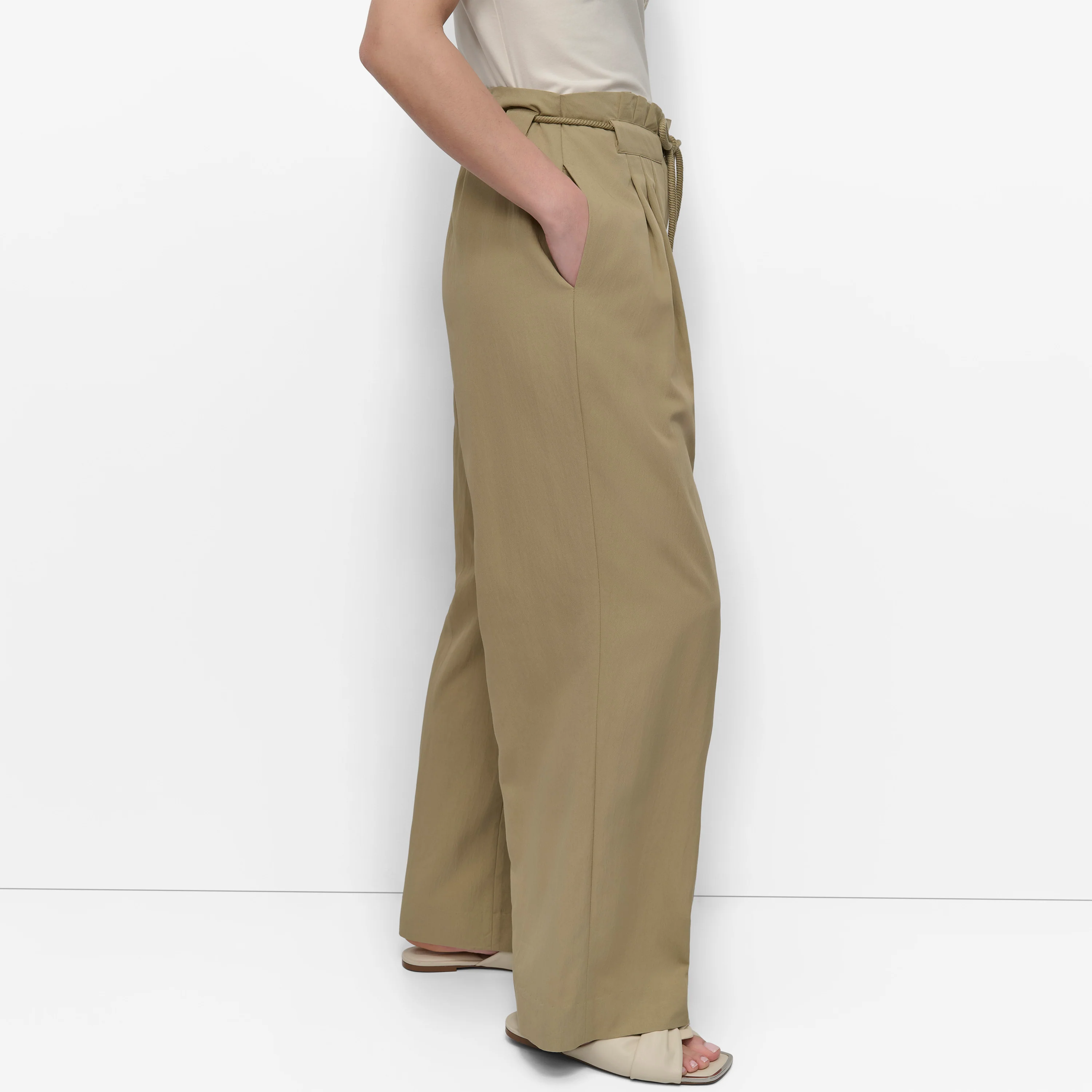 ROPE TIE FRONT WIDE LEG PANTS - Image 3