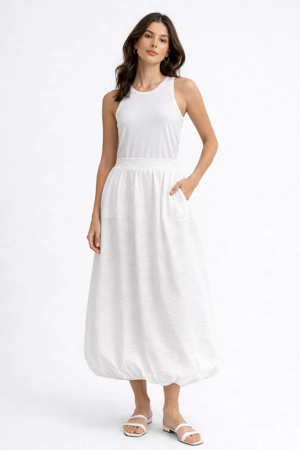 PULL ON BUBBLE HEM SKIRT